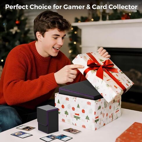 Trading Card Storage Box | 3-Row MTG Deck Box with Handle | Fits 2100+ Single Sleeved | Commander Cards Box for MTG TCG Sport Cards | Foldable Card Holder with 1 Small Card Case 10 Divider 3 Stopper in Saudi Arabia
