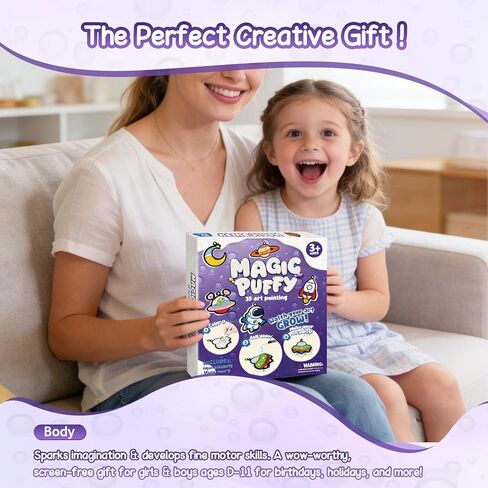 avtctek Magic Foam Texture Painting Kit - 3D Art Puffy Paint Kit, 15 Mess-Free Ocean Paint by Number Craft for Kids Ages 3-10 in Saudi Arabia