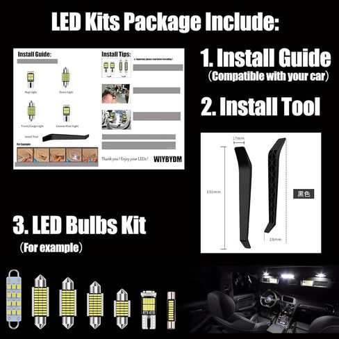 H2 LED Interior Lights Kit for Hummer H2 2003 2004 2005 2006 2007 2008 2009 Super Bright White LED Map Dome Trunk License Plate Lights Interior LED Light Bulbs + Install Tool in Kuwait