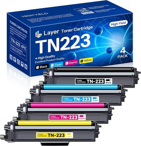 خرطوشة حبر TN223BK/C/M/Y مكونة من 4 قطع بديلة متوافقة مع TN-223 لطابعة الحبر Brother TN223 HL-L3270CDW HL-L3290CDW HL-L3210CW MFC-L3710CW MFC-L3750CDW in Kuwait