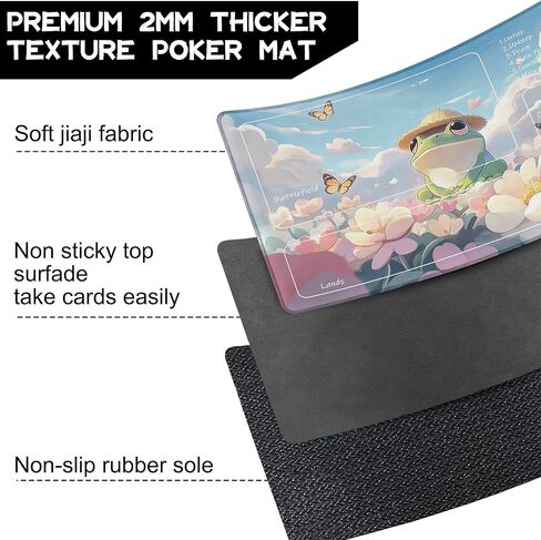 for MTG Playmat 24 x 14 Inches Cute Frog Magic Play Mat Card Game Mat for Magic The Gathering TCG PTCG Playmat with Free Storage Bags Non-Slip Backing and Stitched Edge in Kuwait