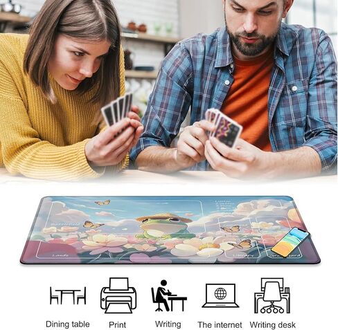 for MTG Playmat 24 x 14 Inches Cute Frog Magic Play Mat Card Game Mat for Magic The Gathering TCG PTCG Playmat with Free Storage Bags Non-Slip Backing and Stitched Edge in Kuwait