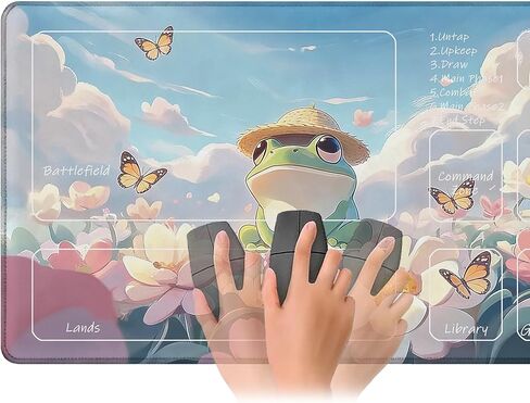 for MTG Playmat 24 x 14 Inches Cute Frog Magic Play Mat Card Game Mat for Magic The Gathering TCG PTCG Playmat with Free Storage Bags Non-Slip Backing and Stitched Edge in Kuwait
