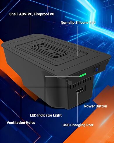 Wireless Car Charger Pad for Volvo XC90 S90 V90 XC60 V60 S60 2017–2023 2024 2025, Center Console Phone Charging for Volvo Car Interior Accessories in Saudi Arabia