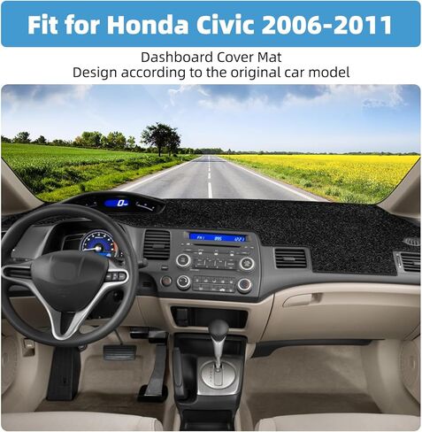 Dash Cover Mat Compatible with Honda Civic 2006-2011 Non-Slip Dashboard Cover Mat Sunshade UV Rays Protector Interior Accessories in Kuwait
