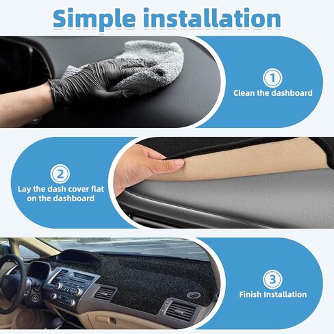 Dash Cover Mat Compatible with Honda Civic 2006-2011 Non-Slip Dashboard Cover Mat Sunshade UV Rays Protector Interior Accessories in Kuwait