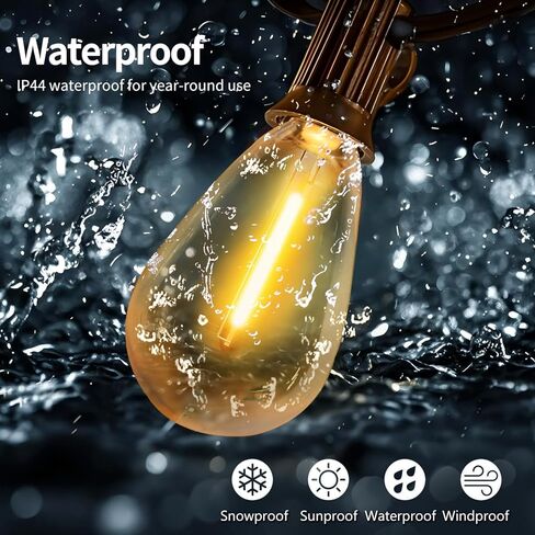 BORT S14 LED Replacement Light Bulb, Shatterproof Outdoor String Light Bulbs, 1 Watt to Replace 11Watts Incandescent Bulb, E26 Regular Medium Screw Base, 2200K Warm White, Non-Dimmable (15 Pack) in Saudi Arabia
