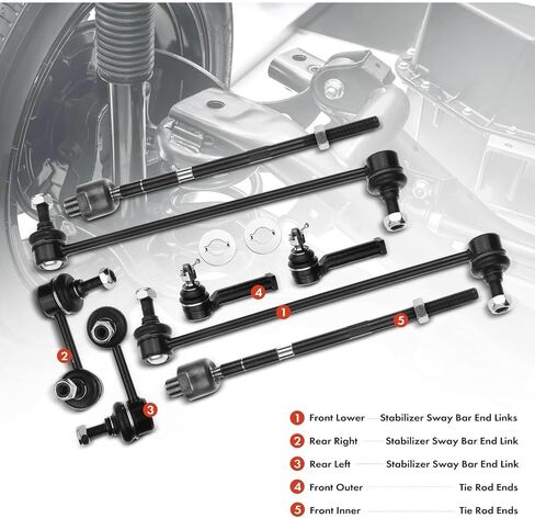 Suspension Kit Front Rear Left Driver Right Passenger Inner Outer Side Steel Sway Bars Tie Rod Ends L4 for Honda for CR-V 2.4L 2007-2011 53010SWAA01 K750151 in Kuwait
