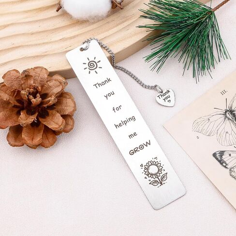 Teacher Appreciation Gifts for Women Men Book Reading Lovers Thank You for Helping Me Grow Sunflower Birthday Christmas End of The Year Graduation Gifts for Preschool Teacher Metal Bookmark Book Mark in Saudi Arabia