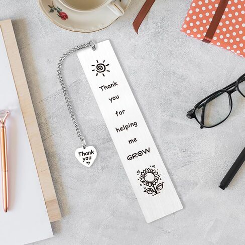 Teacher Appreciation Gifts for Women Men Book Reading Lovers Thank You for Helping Me Grow Sunflower Birthday Christmas End of The Year Graduation Gifts for Preschool Teacher Metal Bookmark Book Mark in Saudi Arabia