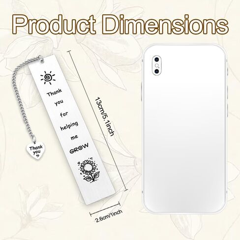 Teacher Appreciation Gifts for Women Men Book Reading Lovers Thank You for Helping Me Grow Sunflower Birthday Christmas End of The Year Graduation Gifts for Preschool Teacher Metal Bookmark Book Mark in Saudi Arabia