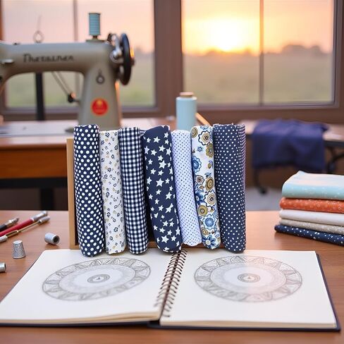 14 قطعة 10 بوصة × 10 بوصة (25 سم × 25 سم) حزمة من القماش القطني العلوي المربعات المرقعة DIY الخياطة سكرابوكينغ اللحف الأزهار نقطة نمط النسيج الأزرق الداكن in Kuwait