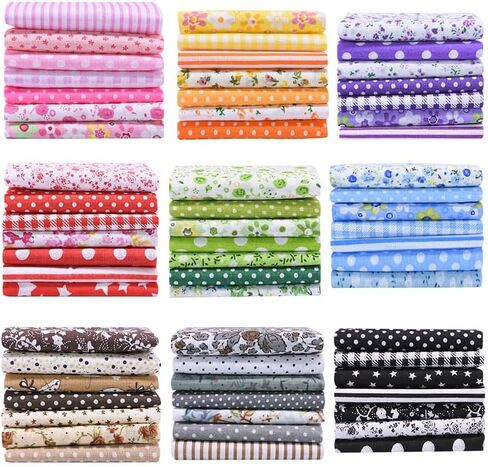 7 Pcs Floral Cotton Fabric - Precut Quilt Sewing Quilting Fabric (9.8"x9.8") in Kuwait