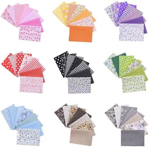 7 Pcs Floral Cotton Fabric - Precut Quilt Sewing Quilting Fabric (9.8"x9.8") in Kuwait
