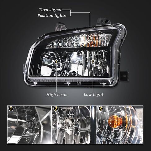 Pair Headlights Fits Kenworth T880 2014-2023 Headlights Assembly Lamps for Kenworth T880 Replacement Driver Left and Passenger Right Side T880 Semi Truck Accessories (Black) in Saudi Arabia