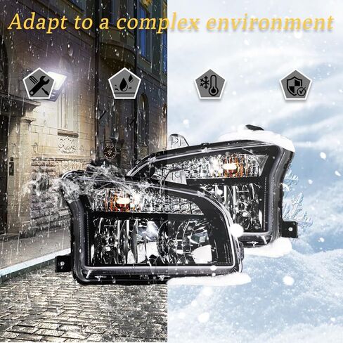 Pair Headlights Fits Kenworth T880 2014-2023 Headlights Assembly Lamps for Kenworth T880 Replacement Driver Left and Passenger Right Side T880 Semi Truck Accessories (Black) in Saudi Arabia