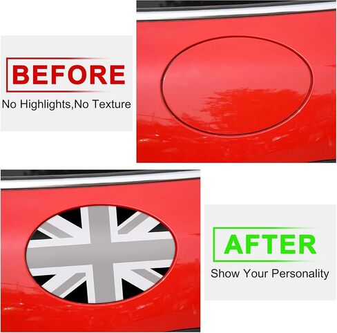 TOMALL Gas Tank Decal Compatible with Mini Cooper F54 Fuel Tank Pad Sticker UK Flag Pattern Vinyl Sticker Decal Gas Cap Trim Waterproof Decoration Exterior Sticker for Car (Gray Flag) in Kuwait