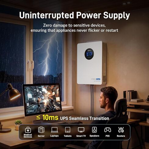 WattCycle 48V 12kW All-in-one Hybrid Inverter, 120/240V Split Phase Solar Hybrid Inverter Charger, 24kW Dual MPPT, 250A Max Charger, Pure Sine Wave, Parallel up to 6 Units, <10ms UPS for RVs, Home in Saudi Arabia