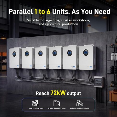WattCycle 48V 12kW All-in-one Hybrid Inverter, 120/240V Split Phase Solar Hybrid Inverter Charger, 24kW Dual MPPT, 250A Max Charger, Pure Sine Wave, Parallel up to 6 Units, <10ms UPS for RVs, Home in Saudi Arabia