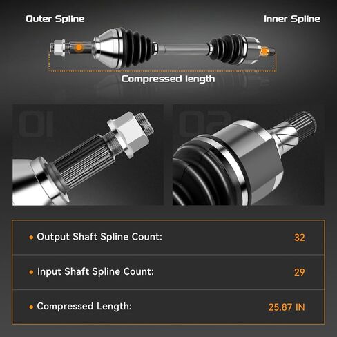 Front CV Axle Shaft Assembly Fit for Nissan Maxima V6 3.5L 2009 2010 2011 2012 2013 2014 - Driver Side - 66-6295 in Kuwait