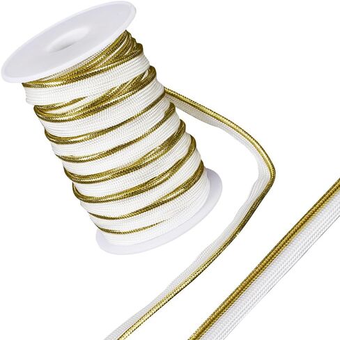GORGECRAFT 22 Yards Gold Piping Trim with Metallic Lip Welting 0.47 Inch Wide Bias Tape Cord Edge Trim Ribbon for Sewing Clothing Pillows Lamps Draperies Home Decor Upholstery in Kuwait