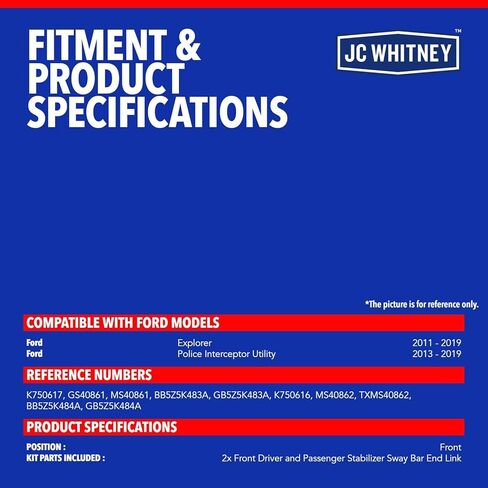 JC Whitney JFBAJCWCA00864 مجموعة من 2 وصلة Sway Bar Link (أمامية) - متوافقة مع Ford Explorer 2011-2019، Police Interceptor Utility 2013-2019 in Kuwait