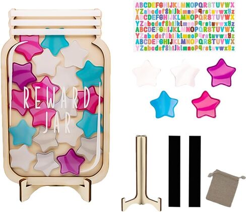 Kids Behavior Chart Magnetic Reward Jar - 25 Token System for Home & Classroom - Positive Reinforcement on Fridge or Tabletop (STAR2) in Saudi Arabia