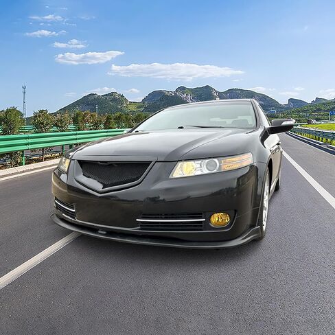 IKON MOTORSPORTS, Front Bumper Lip Compatible with 2007-2008 Acura TL, CS Style Front Lip Spoiler Bodykit Unpainted Black PU Poly Urethane in Kuwait