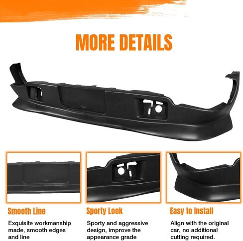 Front Bumper Lip Spoiler, Compatible with 1998-2004 Chevy S10, 1998-2004 Gmc S15 Sonoma, PU Black Extreme Style Add-on Front Splitter Air Dam Chin Protector in Kuwait