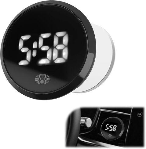Touch Control Car Clocks for Dash Stick On,Luminous LED Mini Digital Clock Clearly Displays Time,Round HD Clock for Car Dashboard with Adhesive Backing Cars Interior Accessories in Saudi Arabia