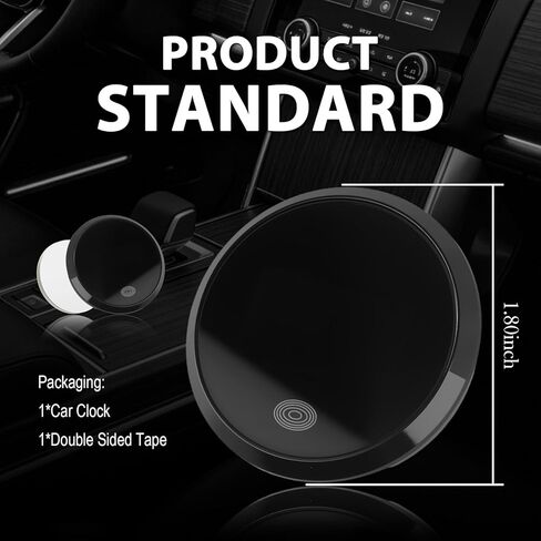 Touch Control Car Clocks for Dash Stick On,Luminous LED Mini Digital Clock Clearly Displays Time,Round HD Clock for Car Dashboard with Adhesive Backing Cars Interior Accessories in Saudi Arabia