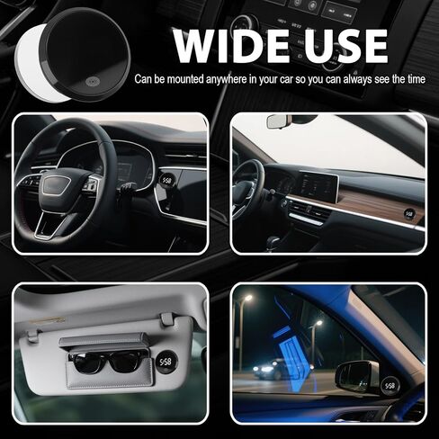 Touch Control Car Clocks for Dash Stick On,Luminous LED Mini Digital Clock Clearly Displays Time,Round HD Clock for Car Dashboard with Adhesive Backing Cars Interior Accessories in Saudi Arabia