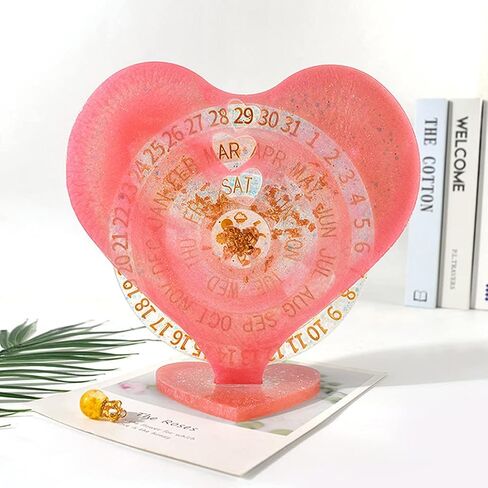 3 Pieces Resin Moon Calendar Resin Molds Moon Phase Molds Resin Rotatable Perpetual Calendar Silicone Molds for Resin Epoxy Casting Heart Shape DIY Art Wall Hanging Calendar Decoration in Saudi Arabia
