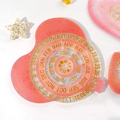 3 Pieces Resin Moon Calendar Resin Molds Moon Phase Molds Resin Rotatable Perpetual Calendar Silicone Molds for Resin Epoxy Casting Heart Shape DIY Art Wall Hanging Calendar Decoration in Saudi Arabia