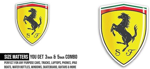 2 (Pieces) 3" and 5" F E R R A R I Logo Sticker, Waterproof Vinyl Decals for Many Purpose Like Cars, Trucks, Laptops, Phones, Windows and More in Saudi Arabia