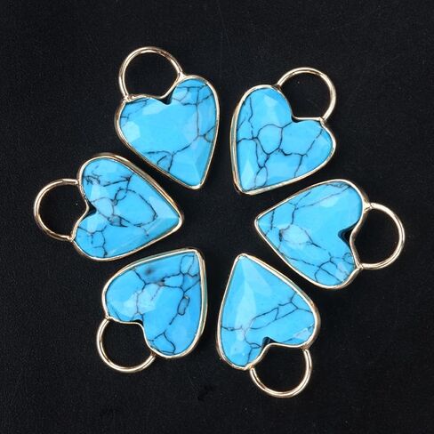 QSLLER 5pcs Natural Faceted Stone Crystal Pendant Heart Shape Aventurine Jades Charms for Jewelry Making DIY Crafts Earrings Necklace in Saudi Arabia