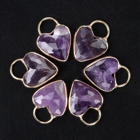 QSLLER 5pcs Natural Faceted Stone Crystal Pendant Heart Shape Aventurine Jades Charms for Jewelry Making DIY Crafts Earrings Necklace in Saudi Arabia