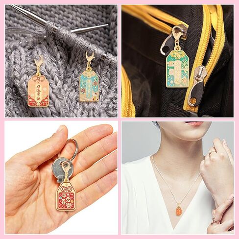 WEBEEDY 24 Styles Good Luck Enamel Clip on Charms for DIY Jewelry Making 3 Sizes Japanese Omamori Charm with Lobster Clasps Alloy Fengshui Pendant for Purse Bracelet Keychain Bag Halloween Decor Gift in Saudi Arabia