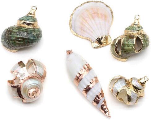 20pcs Natural Shell Pendants Spiral Conch Shell Beach Cowrie Sea Shells Charms Jewelry Charms Ocean Beach Dangle Beads for Nautical Ocean Summer Jewelry Craft Making in Kuwait