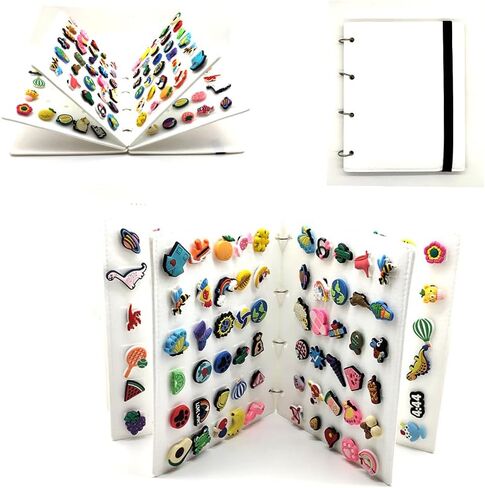 storage organizer collection books for shoe buckles charms pin accessories display (white) in Saudi Arabia