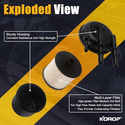 KOROP 6.7 Powerstroke fuel filter Kit Compatible with 2017-2025 Ford F250,F350,F450,F550 Super Duty 6.7L Diesel Engine Replaces FD4624, FD4625, HHC3Z9N184B, HC3Z9N184C in Kuwait