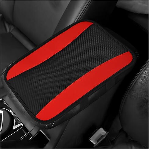 Car Center Console Cover, 12.5"×7.56" Anti-Scratch Leather Auto Arm Rest Cushion Pad, Waterproof Armrest Cover Interior Protection for Sedans SUVs Trucks, Car Accessories (Red) in Kuwait
