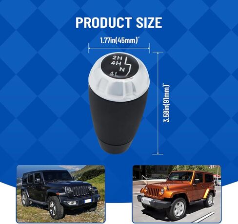 مقبض ناقل الحركة متوافق مع 2011-2018 Jeep Wrangler JK 4WD، مقبض رافعة ناقل الحركة 4WD مع زخرفة الكروم، يستبدل 68085307AB 68085307AA in Kuwait