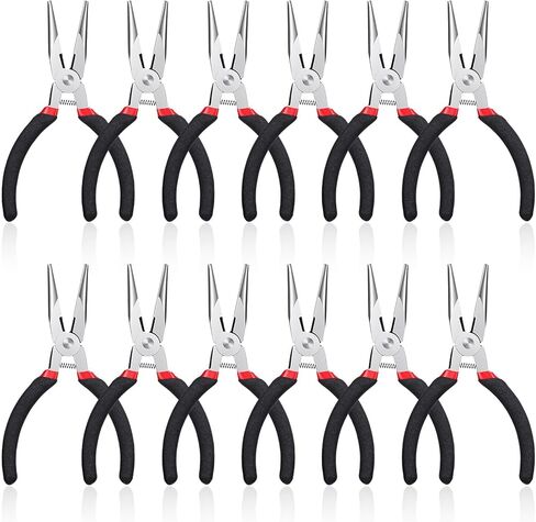 Needle Nose Pliers 12-Piece Set, 4.5 Inch Carbon Steel Long Nose Pliers with Serrated Jaw for Jewelry Making, Electronics Repair, Wire Bending, Crafting, and DIY Projects in Saudi Arabia