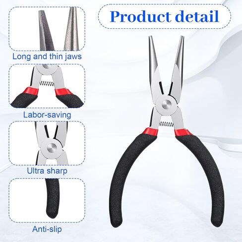 Needle Nose Pliers 12-Piece Set, 4.5 Inch Carbon Steel Long Nose Pliers with Serrated Jaw for Jewelry Making, Electronics Repair, Wire Bending, Crafting, and DIY Projects in Saudi Arabia