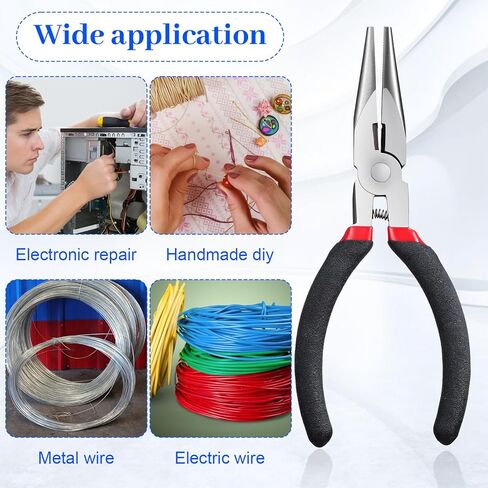 Needle Nose Pliers 12-Piece Set, 4.5 Inch Carbon Steel Long Nose Pliers with Serrated Jaw for Jewelry Making, Electronics Repair, Wire Bending, Crafting, and DIY Projects in Saudi Arabia