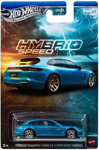 سيارة هوت ويلز سيلفر سيريس هايبرد سبيد بورش باناميرا توربو S E-Hybrid Sport (أزرق) 4/5، GDG44، سيارة دييكاست بمقياس 1:64 in Kuwait