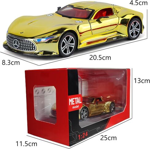 لعبة سيارة iLooboo موديل 1/24 Gloden AMG Vision GT مصنوعة من سبيكة قابلة للجمع، مصبوبة بالسحب للخلف مع أضواء وصوت in Kuwait
