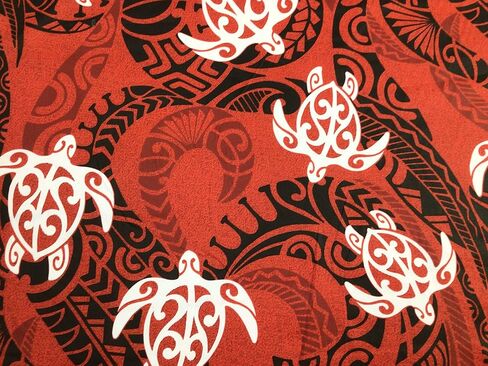 Red Tribal with Honu (Turtles) Tribal Hawaiian Print Fabric by The Yard in Saudi Arabia