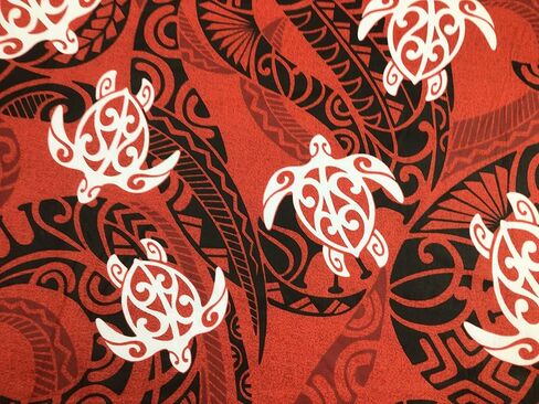 Red Tribal with Honu (Turtles) Tribal Hawaiian Print Fabric by The Yard in Saudi Arabia